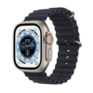 Apple Watch Ultra 1 49mm (Stav A-) Titanová s temně modrým sportovním řemínkem