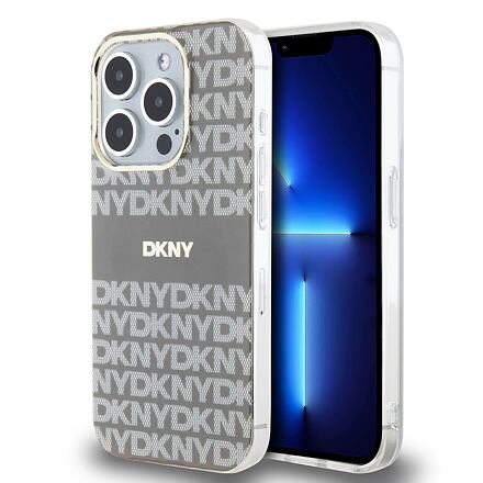 DKNY PC/TPU Repeat Pattern Tonal Stripe Magsafe Zadní Kryt pro iPhone 14 Pro Beige DKHMP14LHRHSEE