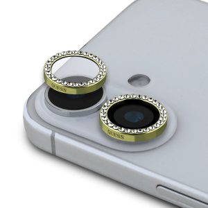 Guess Fixed Glitter Ochrana Čoček pro iPhone 16/16 Plus Gold GUCL162SGGD