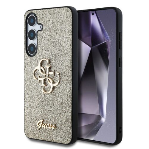 Guess PU Fixed Glitter 4G Metal Logo Zadní Kryt pro Samsung Galaxy S25+ Gold GUHCS25MHG4SGD