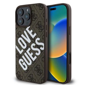 Guess PU Leather 4G Big Love Logo MagSafe Zadní Kryt pro iPhone 16 Pro Max Brown GUHMP16XP4PLGWW