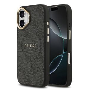Guess PU Leather 4G Gold Frame MagSafe Zadní Kryt pro iPhone 17 Black GUHMP17SP4MSEGCK