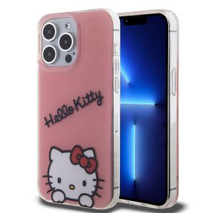 Hello Kitty IML Daydreaming Logo Zadní Kryt pro iPhone 13 Pro Pink HKHCP13LHKDSP