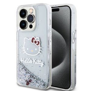 Hello Kitty Liquid Glitter Electroplating Head Logo Zadní Kryt pro iPhone 13 Pro Transparent HKHCP13LLIKHET