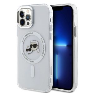 Karl Lagerfeld IML K&CH Heads Metal Frame MagSafe Zadní Kryt pro iPhone 12/12 Pro Transparent KLHMP12MHLSKCH