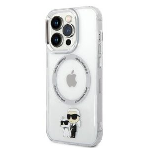 Karl Lagerfeld IML Karl and Choupette MagSafe Zadní Kryt pro iPhone 14 Pro Max Transparent KLHMP14XHNKCIT