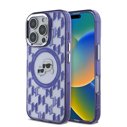 Karl Lagerfeld IML Monogram K&CH Heads MagSafe Zadní Kryt pro iPhone 16 Pro Max Purple KLHMP16XHMCKMHU
