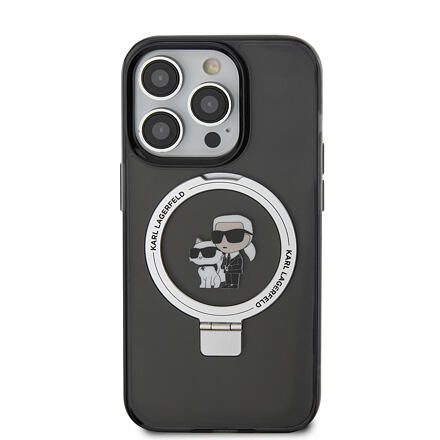Karl Lagerfeld Ringstand Karl and Choupette MagSafe Zadní Kryt pro iPhone 16 Pro Max Black KLHMP16XHMRSKCK