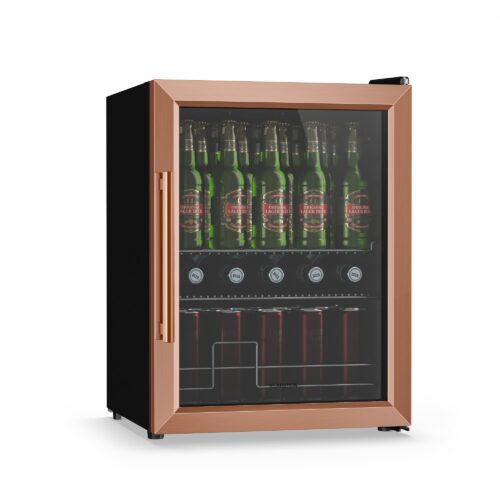 Klarstein Chladnička na nápoje Beersafe se skleněnými dveřmi | 64 x 48 cm | 85 W | 60 litrů | Medová/Černá