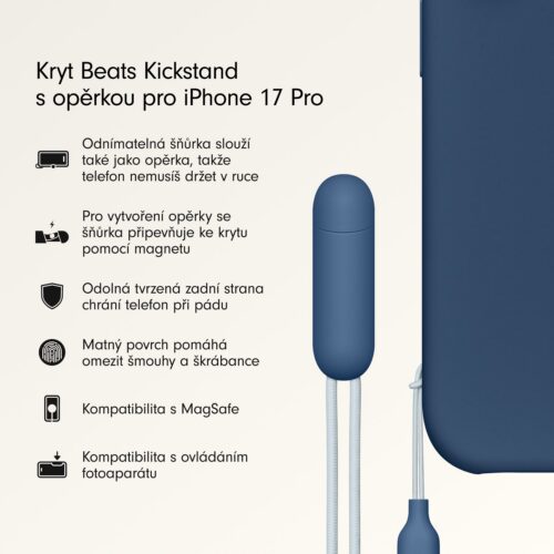 Kryt se stojánkem pro iPhone 17 Pro Beats s MagSafe a ovladačem fotoaparátu - hlubinně modrý - Obrázek 2