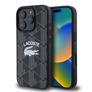 Lacoste Blend Monogram MagSafe Zadní Kryt pro iPhone 16 Pro Black LCHMP16LPIGK