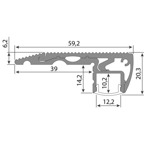 Nášlapný hliníkový profil McLED BL 59x22mm stříbrná barva s mléčným difuzorem 2m ML-761.073.02.2 - Obrázek 2