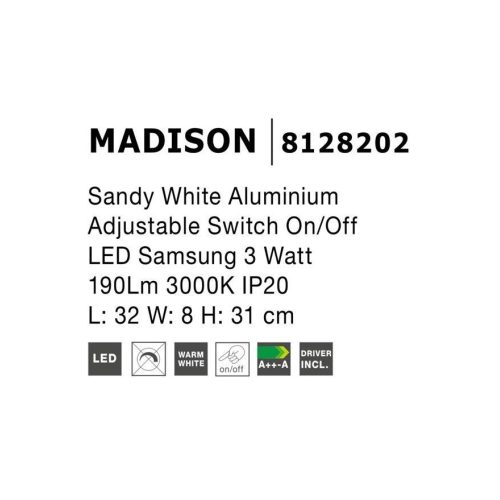 Nástěnné LED svítidlo NOVA LUCE MADISON 3W 3000K 8128202 - Obrázek 2