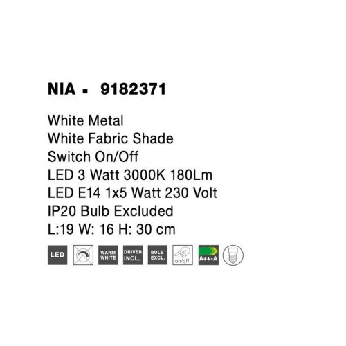 Nástěnné svítidlo NOVA LUCE NIA E27 + LED na čtení 3000K 9182371 bez žárovky - Obrázek 2