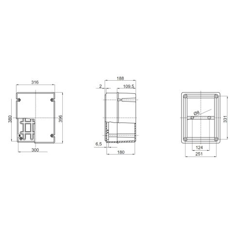 Rozvodná krabice GEWISS GW44220 380x300x180mm IP56 na omítku - Obrázek 2