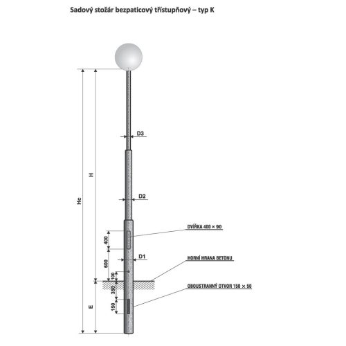 Sadový stožár bezpaticový třístupňový - typ K 5 AMAKO 0605013360