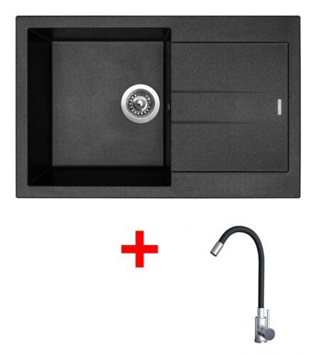 Sinks AMANDA 780 Metalblack + Elasta nerez/černá