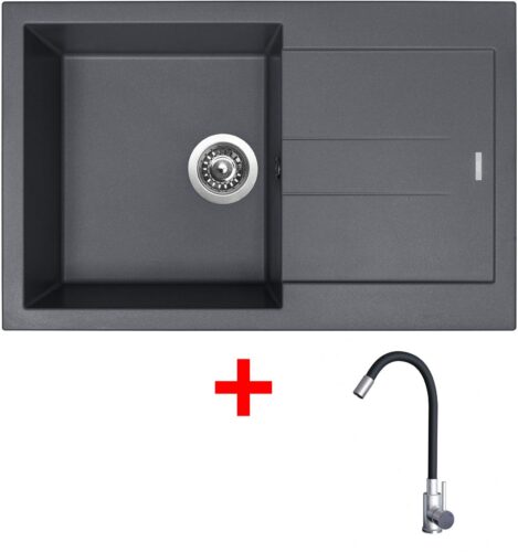Sinks AMANDA 780 Titanium + Elasta nerez/černá