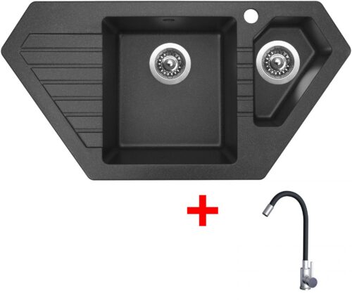 Sinks BRAVO 850.1 Granblack + Elasta nerez/černá