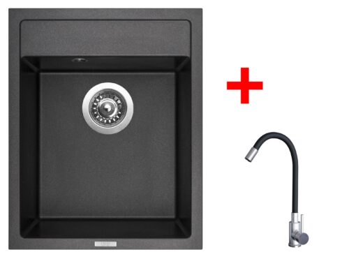 Sinks CLASSIC 400 Metalblack + Elasta nerez/černá