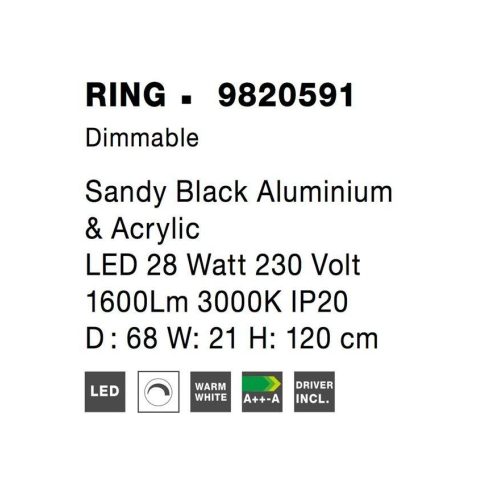 Závěsné LED svítidlo NOVA LUCE RING 27W 3000K 9820591 stmívatelné Triac - Obrázek 2