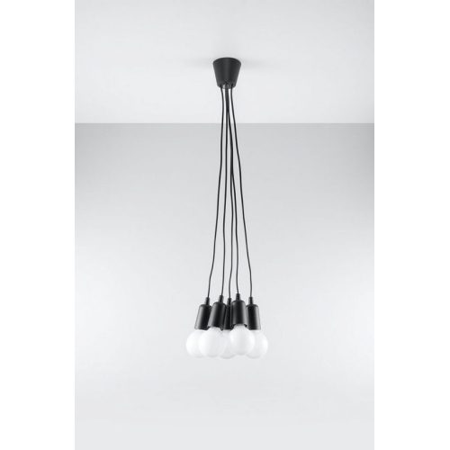 Závěsné svítidlo SOLLUX Diego 5 E27 5x60W bez zdroje PVC černá SL.0574 - Obrázek 2