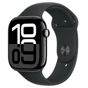 Apple Watch Series 10 46mm Cellular (Stav C) Klavírně černý hliník s temně modrým sportovním řemínkem MR9V3QC/A