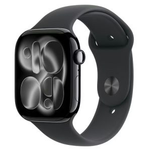 Apple Watch Series 11 42mm GPS (Zánovní) Klavírně černý hliník s černým sportovním řemínkem MNK43CS/A