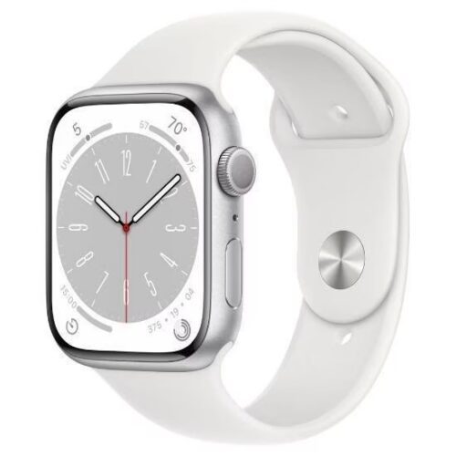 Apple Watch Series 8 41mm GPS (Stav A/B) Stříbrné s bílým sportovním řemínkem MNK43CS/A