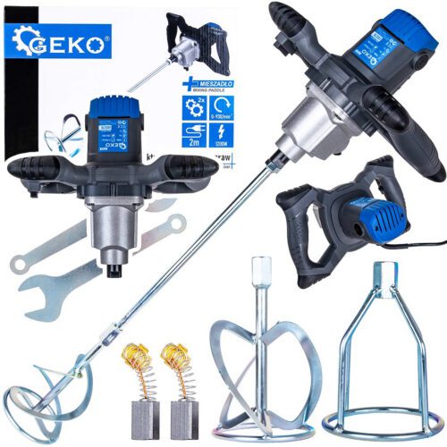 GEKO Elektrický mixér na barvy a malty 1200W 2 rychlosti s přídavným mixérem G80210