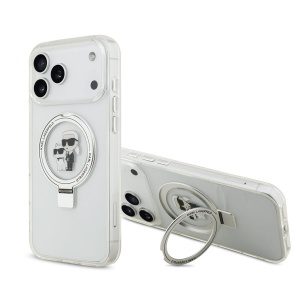 Karl Lagerfeld Ringstand Karl and Choupette MagSafe Zadní Kryt pro iPhone 17 Pro Max White KLHMP17XHMRSKCH