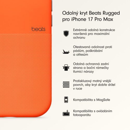 Odolný kryt iPhone 17 Pro Max Beats s MagSafe a ovladačem fotoaparátu - sierra oranžový - Obrázek 2