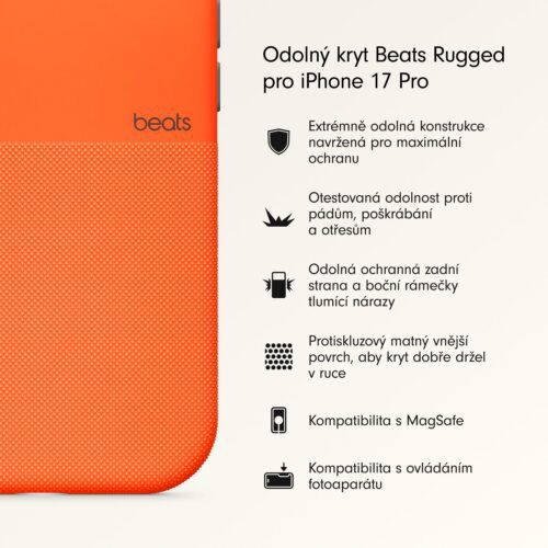 Odolný kryt pro iPhone 17 Pro Beats s MagSafe a ovladačem fotoaparátu - sierra oranžový - Obrázek 2