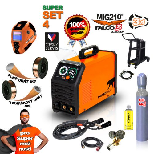 PANTERMAX Svářecí invertor MIG210FALCO 3 LCD SET4 (MIG/MMA/TIG) PMMIG210-3-LCD_S04