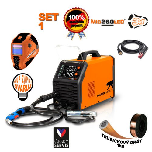 PANTERMAX Svářecí invertor MIG260LED SET1 (MIG/MMA/TIG) PMMIG260LED_S01