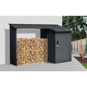 Riwall PRO RMWS 3x9 Anthracite přístřešek na dřevo s kůlnou 2