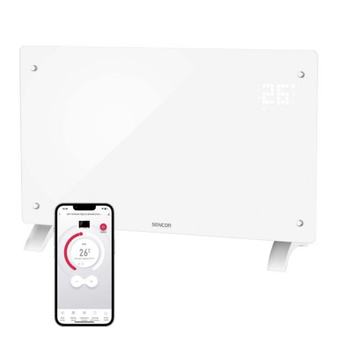 Sencor SCF 4240WH Chytrý skleněný konvektor Wi-Fi Komfortní ovládání i díky aplikaci Sencor HOME