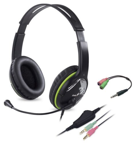 Sluchátka s mik. GENIUS HS-400A green + redukce 31710031400