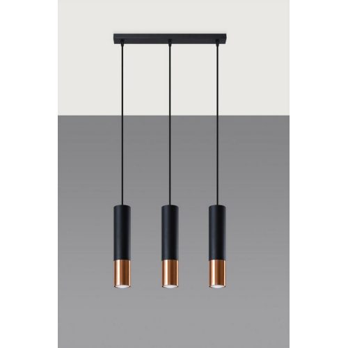 Závěsné svítidlo SOLLUX Loopez 3L GU10 3x40W bez zdroje ocel černá/měděná SL.0948 - Obrázek 2