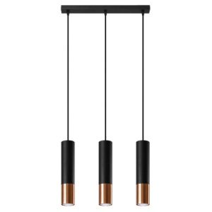 Závěsné svítidlo SOLLUX Loopez 3L GU10 3x40W bez zdroje ocel černá/měděná SL.0948