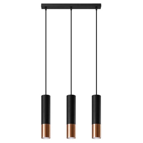 Závěsné svítidlo SOLLUX Loopez 3L GU10 3x40W bez zdroje ocel černá/měděná SL.0948