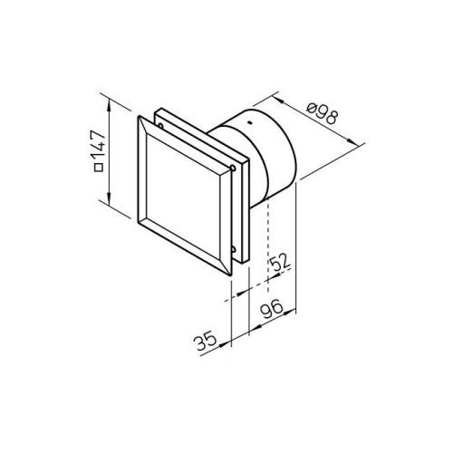 Axiální koupelnový ventilátor se zpětnou klapkou a časovým doběhem HELIOS MiniVent M1/100 N/C černý - Obrázek 2