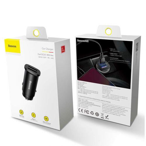 Baseus CCALL-DS01 Square Nabíječka do Auta 2xUSB QC3.0 30W Black 6953156284180 - Obrázek 4