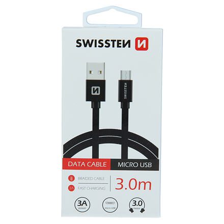 DATOVÝ KABEL SWISSTEN TEXTILE USB / MICRO USB 3