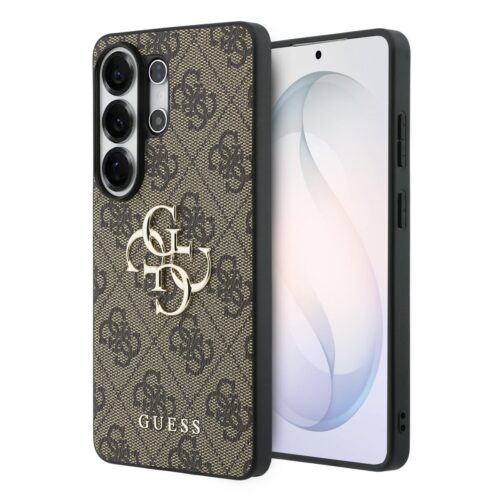 Guess PU 4G Metal Logo Zadní Kryt pro Samsung Galaxy S26 Ultra Brown GUHCS26L4GMGBR