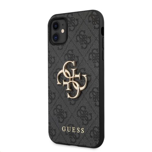 Guess PU 4G Metal Logo Zadní Kryt pro iPhone 11 Grey GUHCN614GMGGR