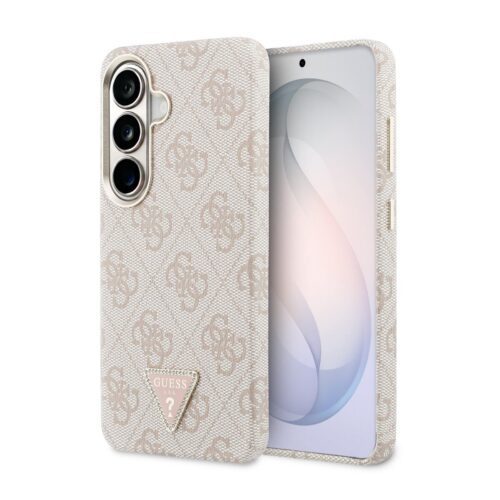 Guess PU Leather 4G Strass Triangle Logo Gold Frame Magnetic Zadní Kryt pro Samsung Galaxy S26 Pink GUHMS26SP4GTDGMP