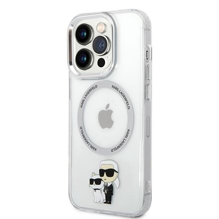 Karl Lagerfeld IML Karl and Choupette MagSafe Zadní Kryt pro iPhone 14 Pro Max Transparent KLHMP14XHNKCIT