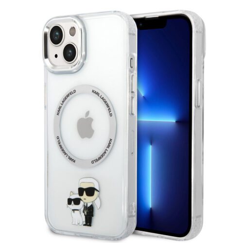 Karl Lagerfeld IML Karl and Choupette MagSafe Zadní Kryt pro iPhone 15 Transparent KLHMP15SHNKCIT