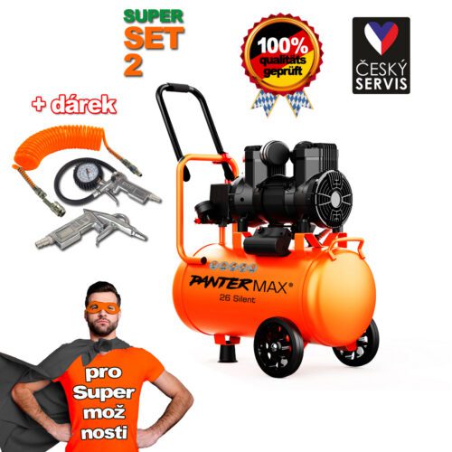 PANTERMAX Super tichý bezolejový kompresor AirFlow 26 SILENT SET2 PMAF26SI_S02